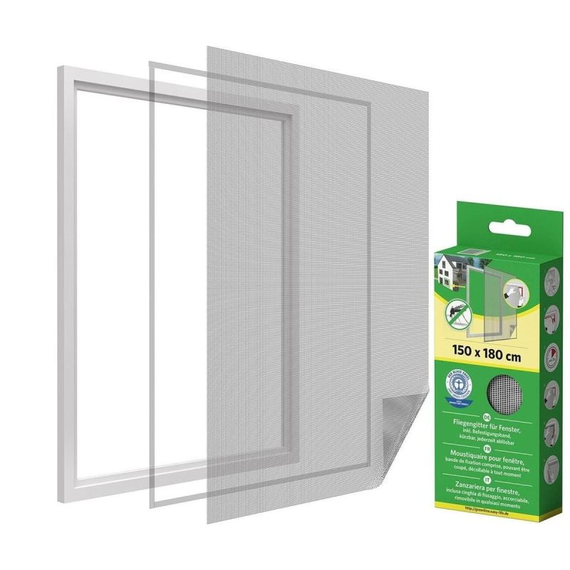 MOSQUITO NET WINDOW 150X180 WHITE POLYESTER + VELCRO TAPE