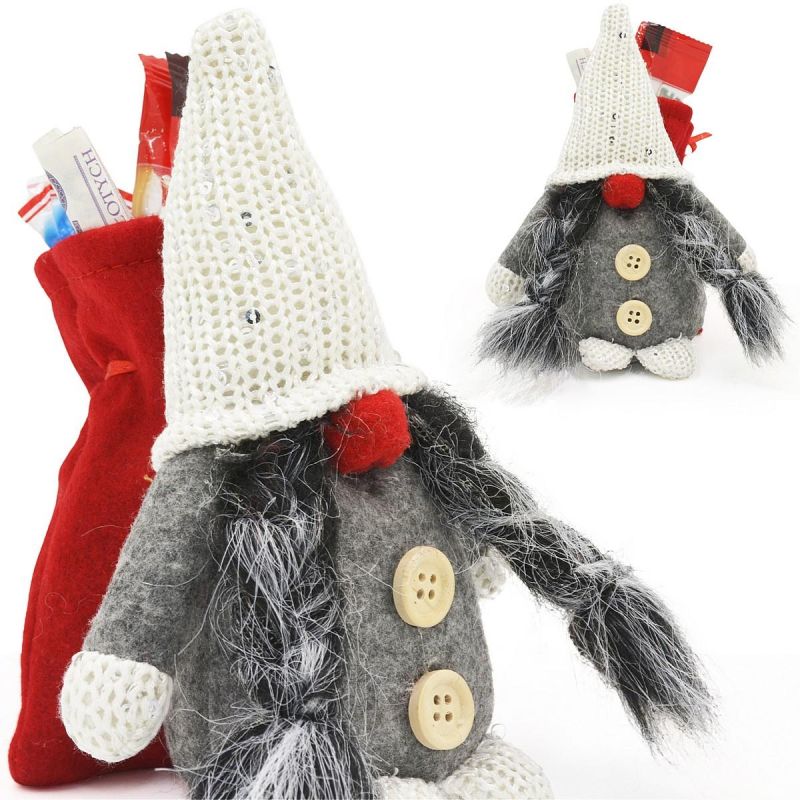 DECORATIVE SANTA CLAUS WITH GIFT BAG 15CM DARK GRAY