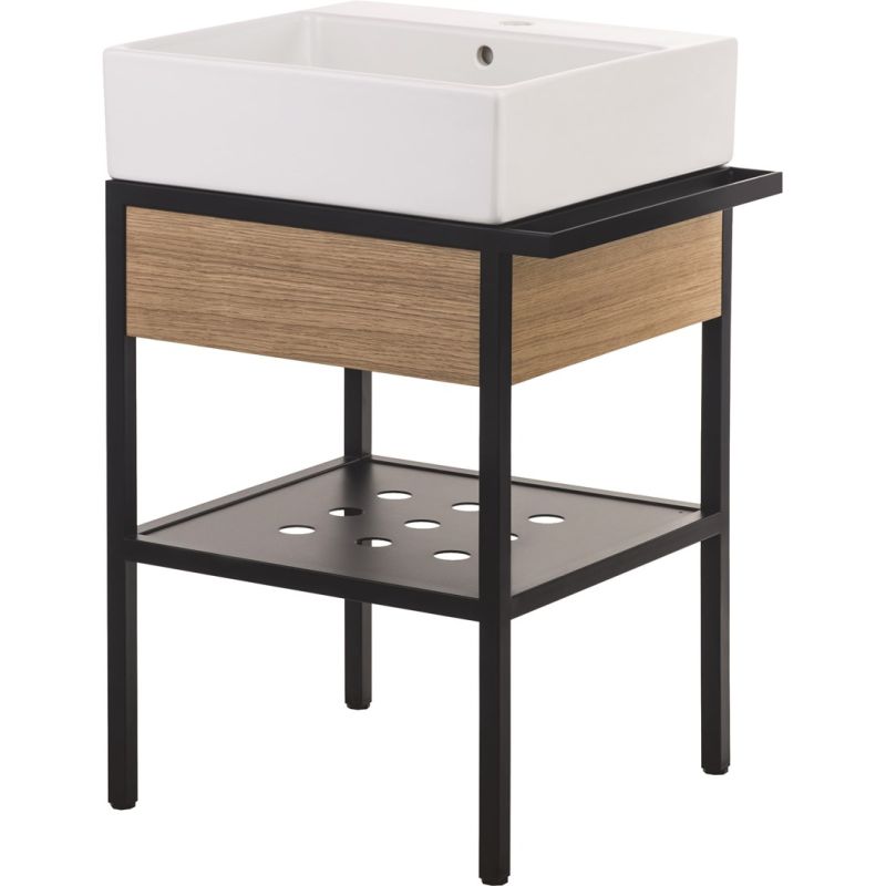 Freestanding bathroom console with washbasin and drawer - 56.5x50 cm