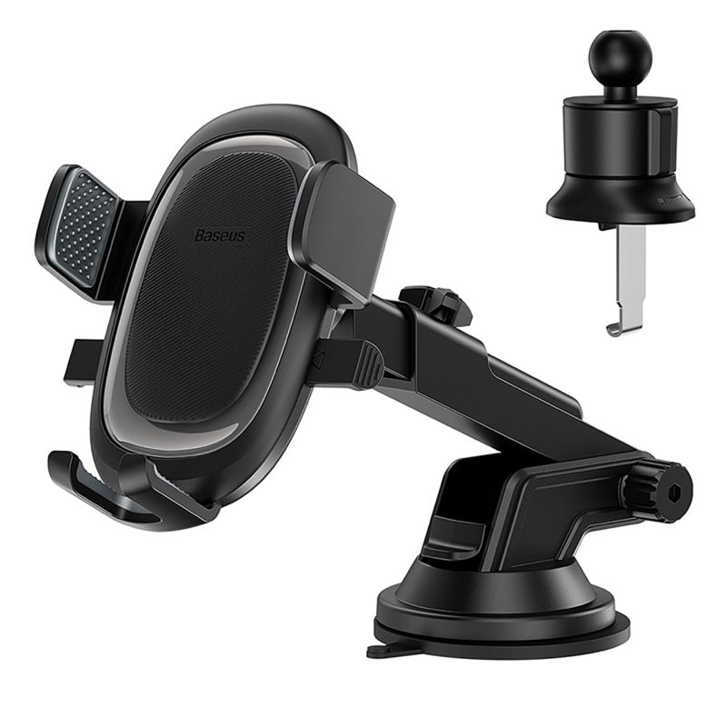 Baseus UltraControl Pro Clamp-on Car Holder with Suction Cup/Hook for Air Vent - Black