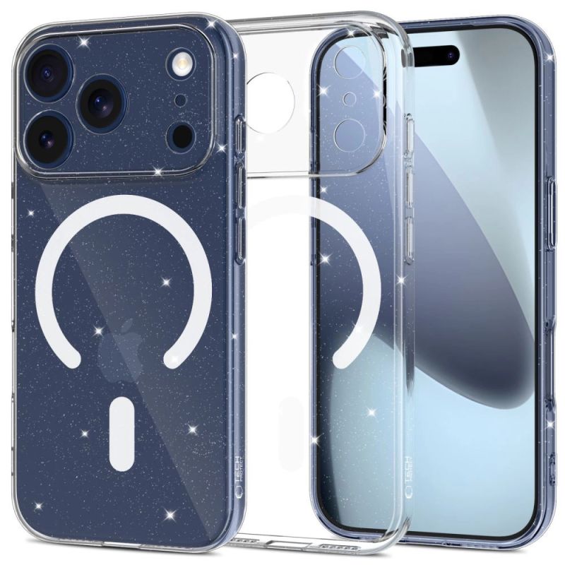 Tech-Protect FlexAir MagSafe Case for iPhone 17 Pro - Clear Glitter