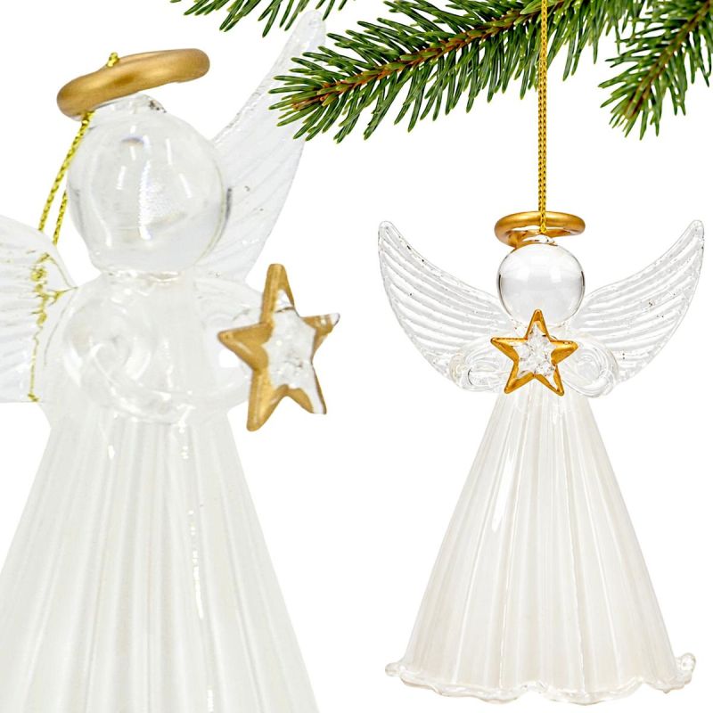 Angel-Shaped Glass Bauble 14 cm – Saska Gift & Decor