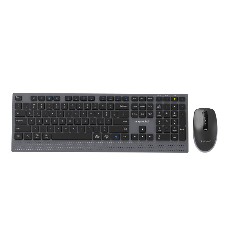 GEMBIRD WIRELESS KEYBOARD + MOUSE DUAL MODE SET, 2.4 GHZ + BT, SLIM, US LAYOUT, BLACK