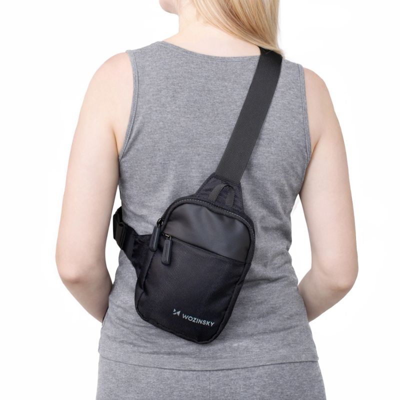 Wozinsky WMS-W1 Unisex Mini Shoulder Bag Waterproof Dual-Compartment for Phone - Black