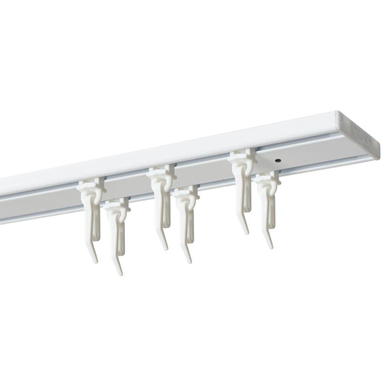 300 cm White Double Aluminium Ceiling Curtain Track with Gliders and Curtain Hooks KOWALSKI