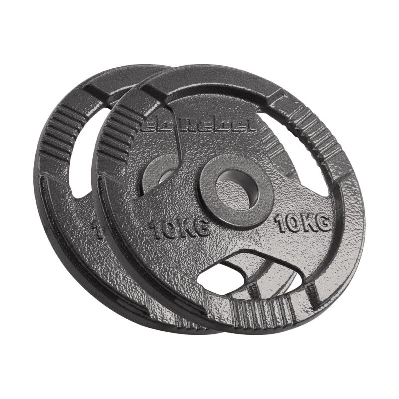 Cast iron Olympic weight set 2x10kg, 51mm hole, plate with handles, REBEL ACTIVE