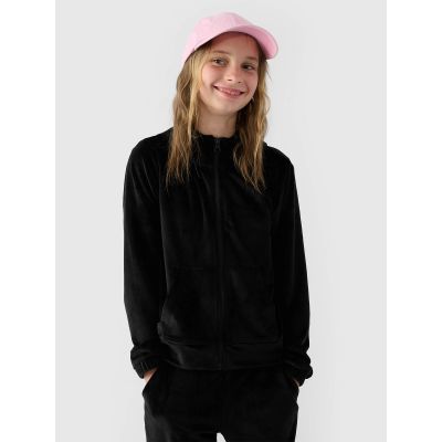 4f Felpa con cappuccio velour zip-up