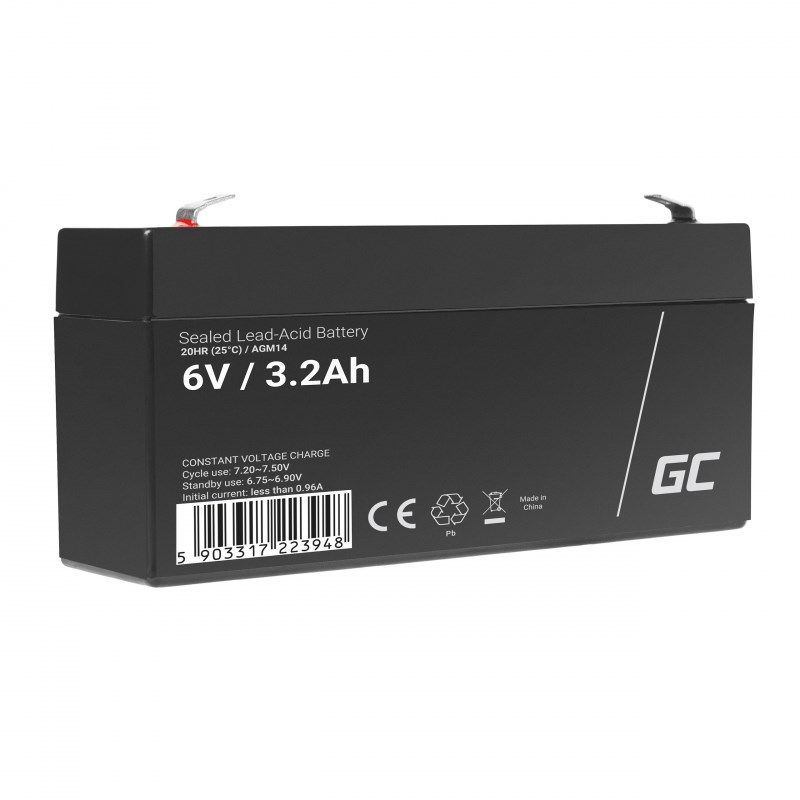 GREEN CELL GEL BATTERY AGM14 6V 3.2AH