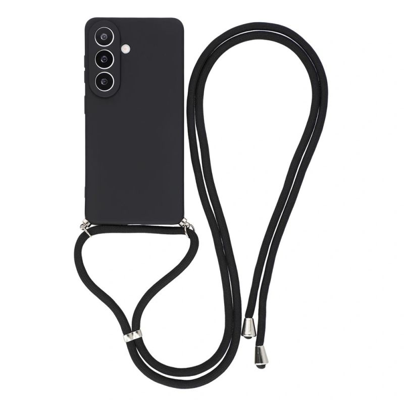 Samsung Galaxy A57 5G Case with Fiber Lining and Crossbody Strap - Black