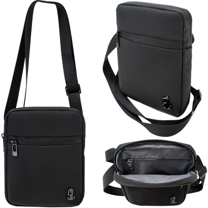 PU Shoulder Bag P8312-0, Black, SEMI LINE