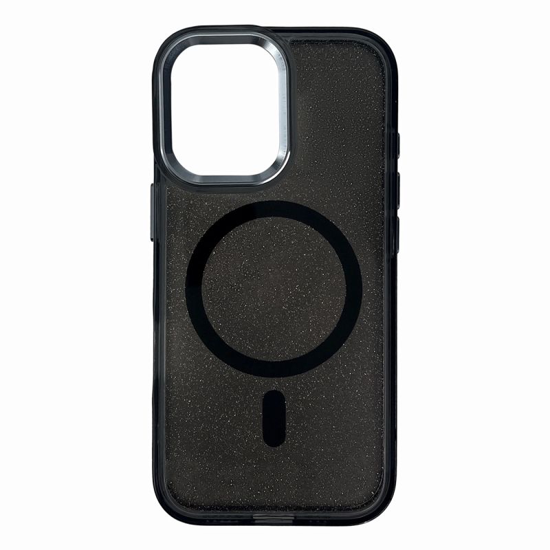 Glitter Case MagSafe for iPhone 16 Plus - black with glitter