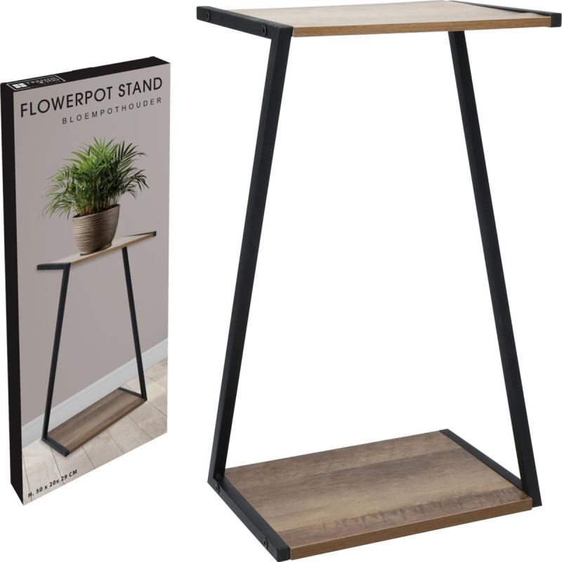 2-TIER SHELF TABLE FOR PLANTS 29x20x50CM WOODEN TABLETOP