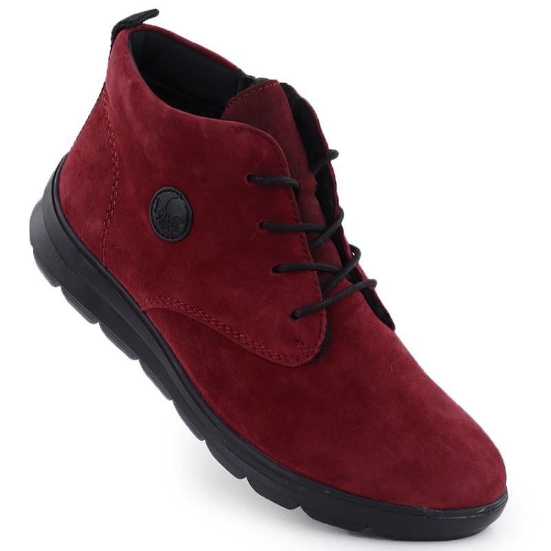 Women's leather suede ankle boots in burgundy Rieker Z0022-35