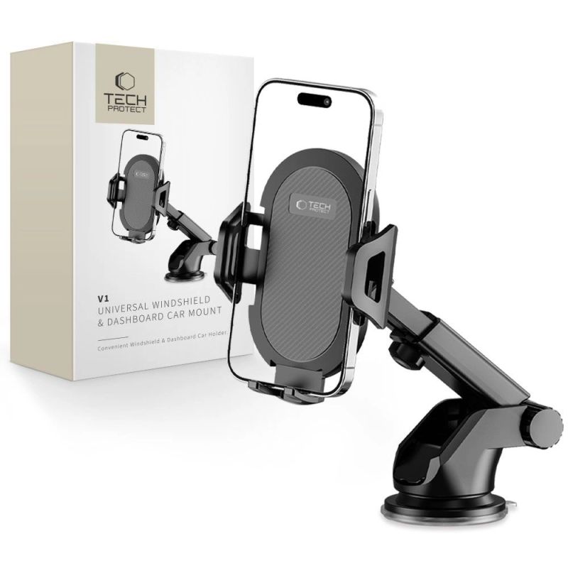 Tech-Protect V1 Car Phone Holder for Windshield/Cockpit - Black