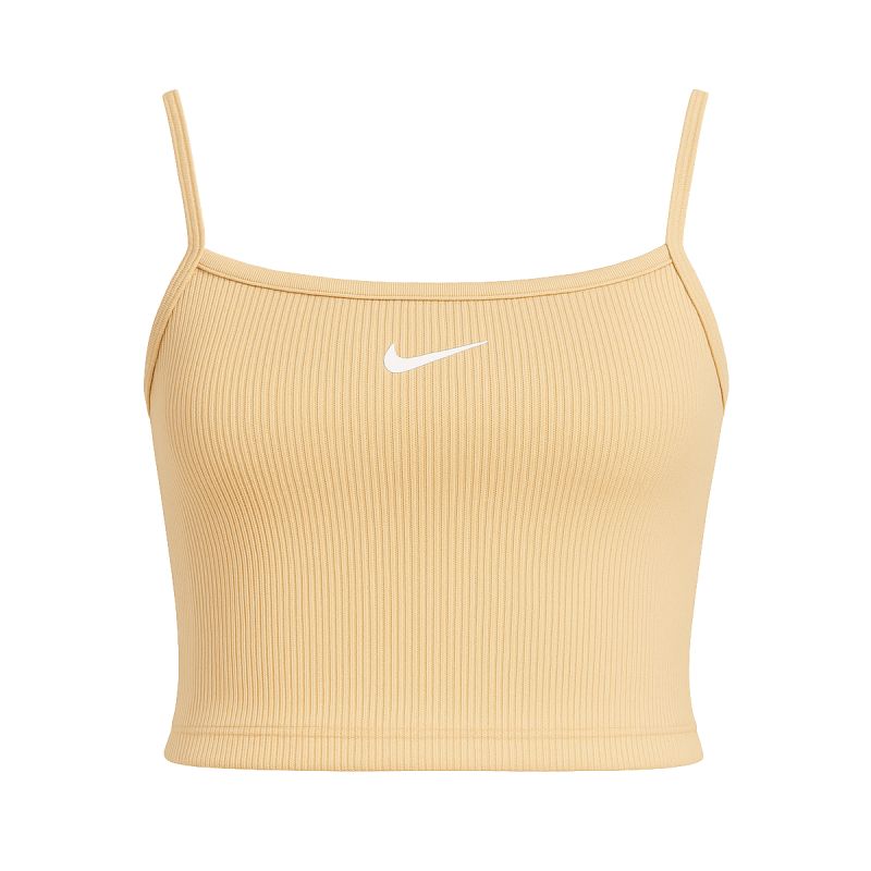 Nike Sportswear Essential Rib Crop Top Sanddrift/White - DM6737-126