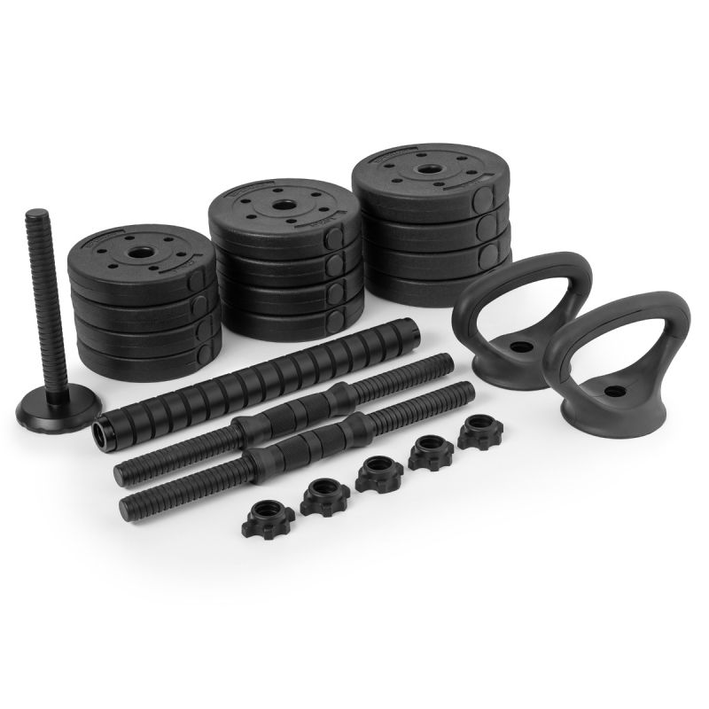 4-in-1 Weight Set (Barbell, Dumbbells, Kettlebell, Push-Up Handles) Spokey PONDUS SET 20 kg
