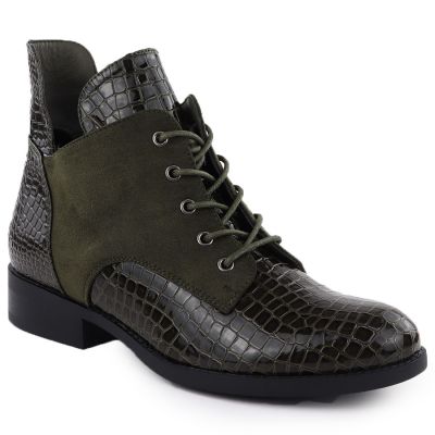 Vinceza Stivali patent leather ankle crocodile Vinceza
