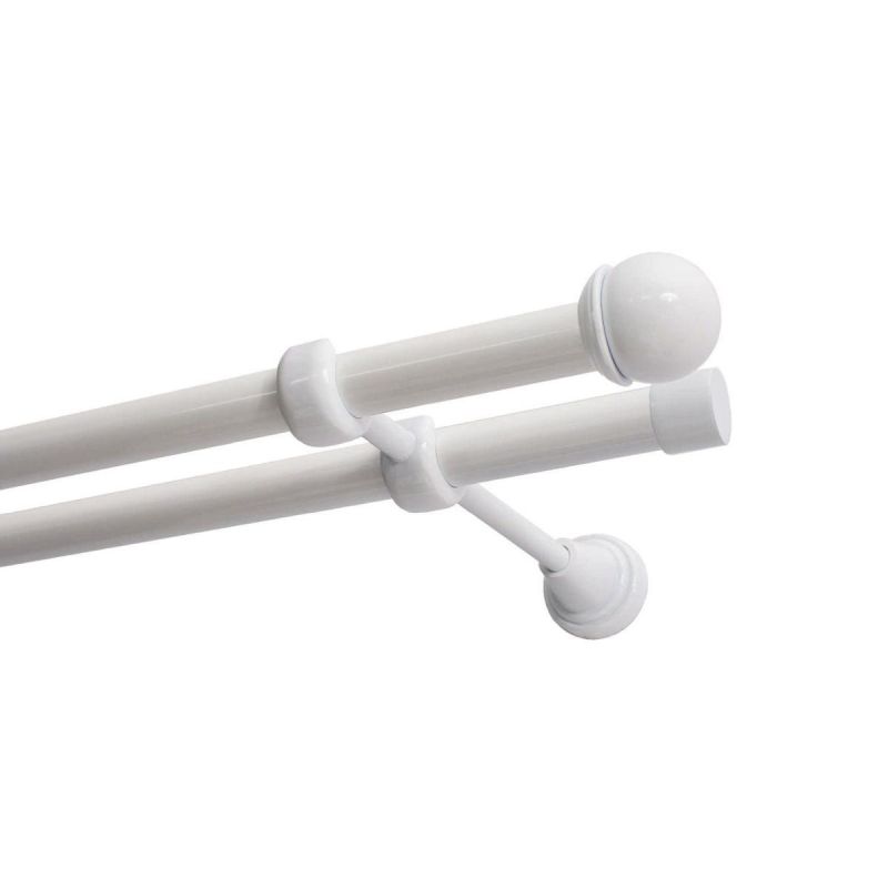Double Curtain Rod Ø 19 mm, White, 400 cm, Knob MAX KOWALSKI