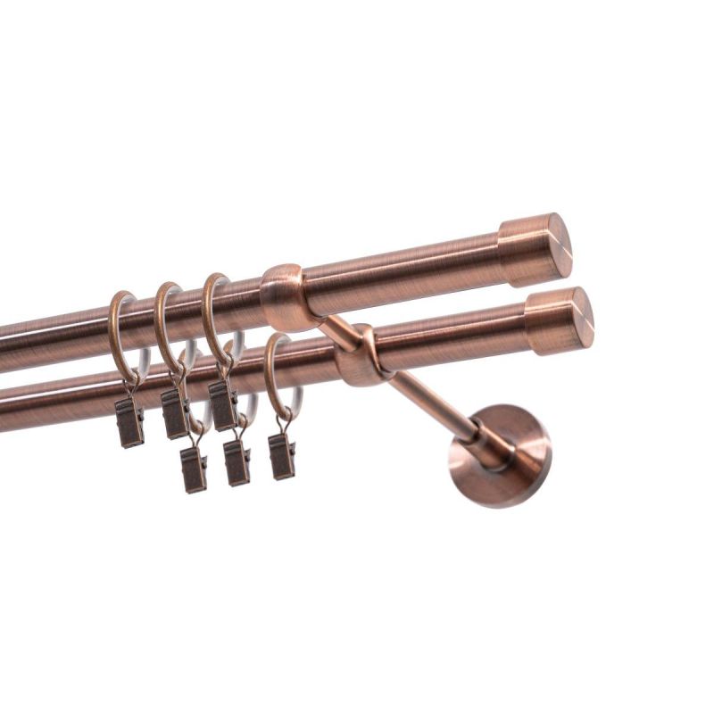 Double Curtain Rod Ø 19 mm, COPPER, 400 cm, LUNA, with Rings, KOWALSKI