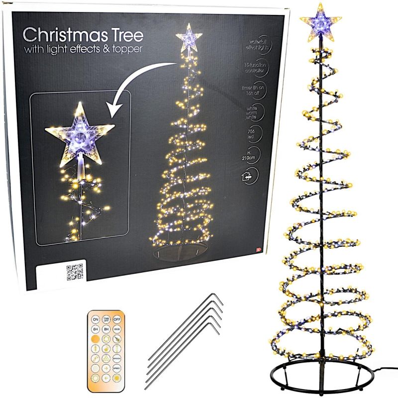 DECORATIVE CHRISTMAS TREE 756LED WATERFALL 210CM BLACK