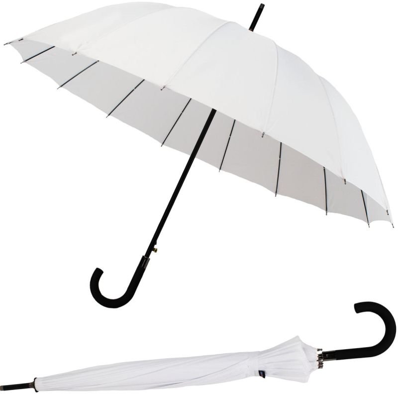 LONG SEMI-AUTOMATIC UMBRELLA, 16 RIBS, WHITE, SEMI LINE