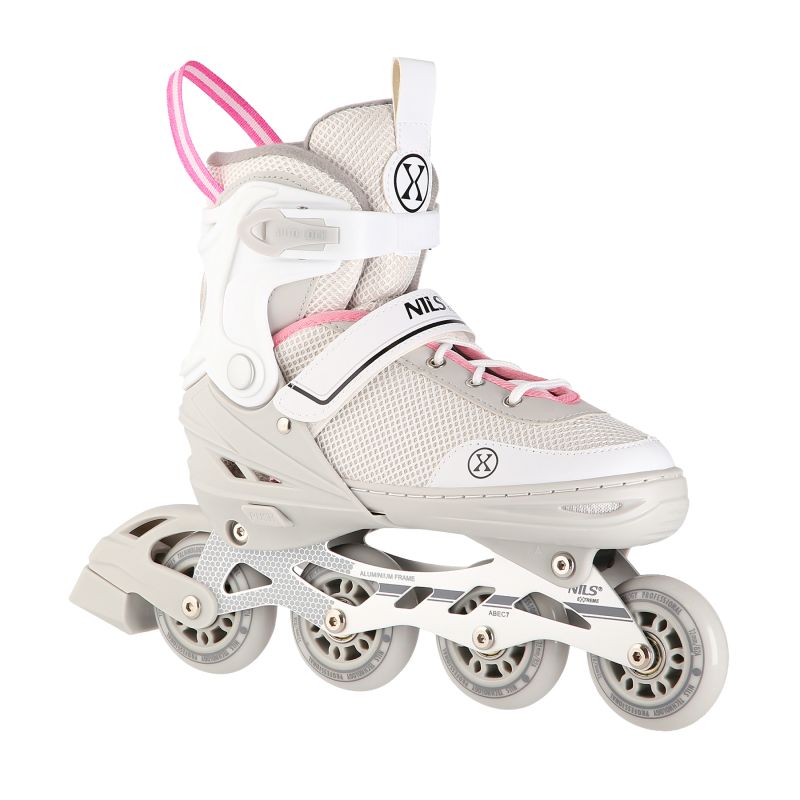 NH18188A 2-in-1 GREY-PINK SIZE L (39–43) HOCKEY INLINE SKATES WITH REPLACEABLE HOCKEY BLADE