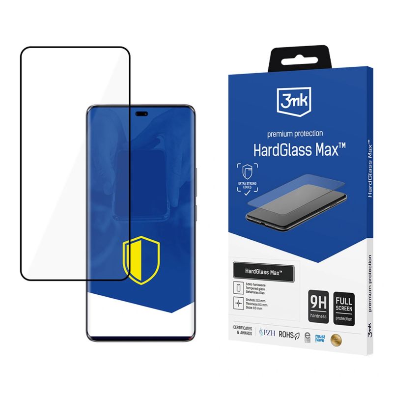 Reinforced full-screen tempered glass 3mk HardGlass Max Black for Honor Magic7 Lite