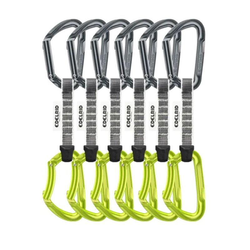 Edelrid 737910106270 Climbing Carabiner Locking Clasp D-Shaped Green, Gray 6 pcs.
