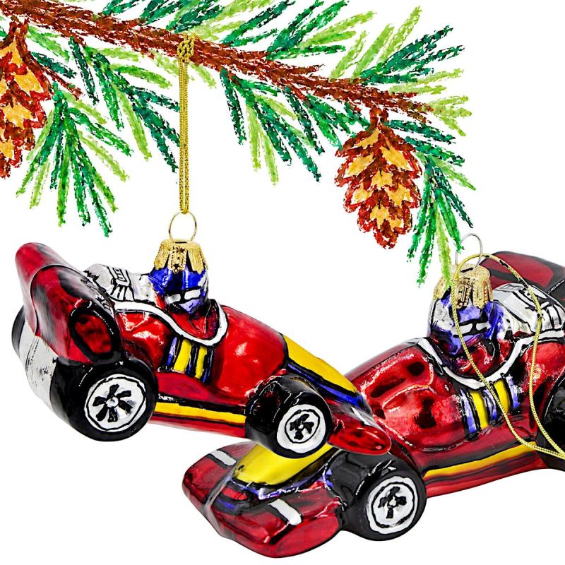 MICA GLASS RACE CAR BAUBLE 13 x 7 x 6.5 CM
