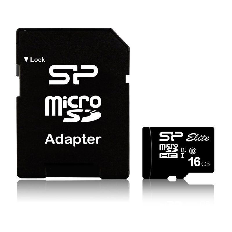 Silicon Power microSDHC Elite 16GB CL10 UHS-1 (U1) memory card + microSD-SD ADAPTER (SP016GBSTHBU1V10SP)