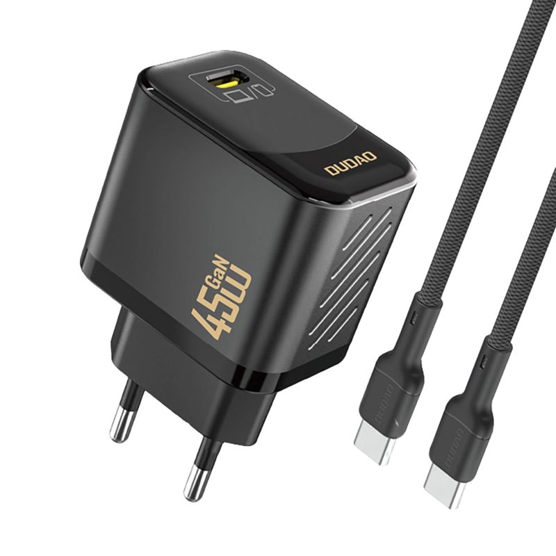 Dudao A28C 45W GaN Wall Charger + USB-C Cable - Black