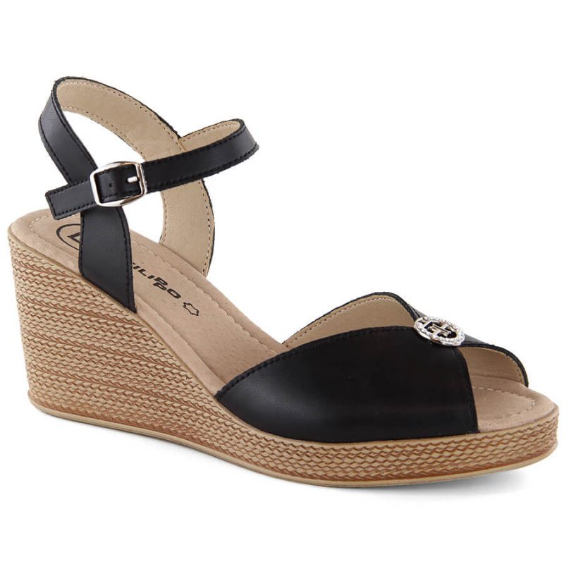 Leather wedge sandals with a d..