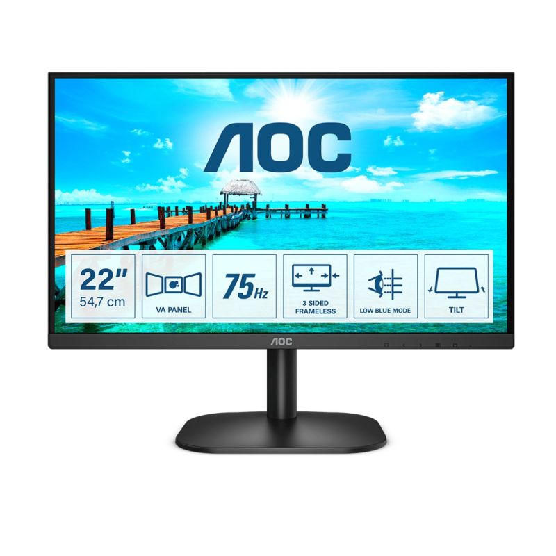 AOC B2 22B2H computer monitor 54.6 cm (21.5") 1920 x 1080 px Full HD LED Black