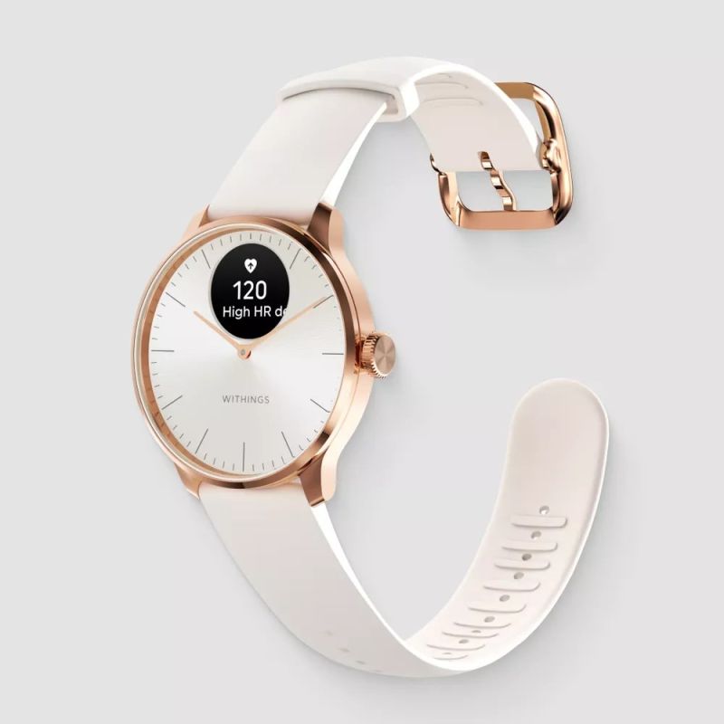 Withings Scanwatch Light - a watch with ECG function, heart rate and SPO2 measurement, as well as physical activity and sleep tracking (37mm, rose gold-sand)