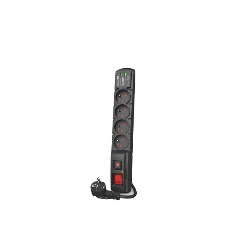 Acar F4 USB A+C Surge Protection Power Strip (Fast Charger) 5 m; black