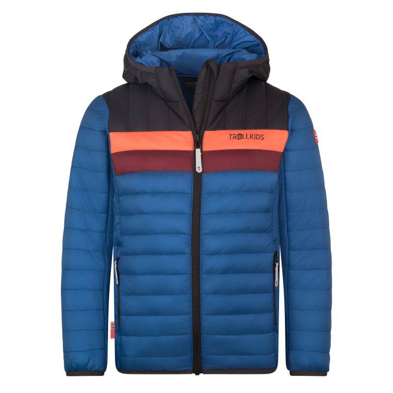 Trollkids Eikefjord Ultra-light Polyfiber Jacket alpine blue/black/radiant red/chestnut brown (463-144)