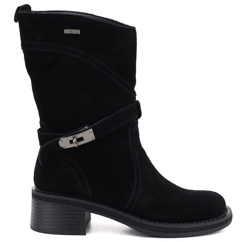 Big Star Stivali leather ankle high on block, Big Star