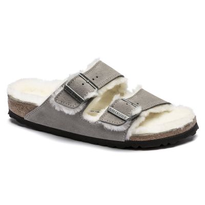 Birkenstock Ciabatte Arizona Shearling Stone Coin women's/men's insulated, suede with lambswool, narrow