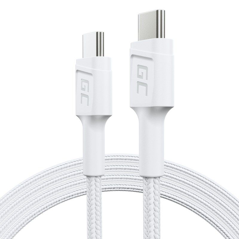 GREEN CELL CABLE KABGC30W GC POWERSTREAM USB-C - USB-C 120CM, POWER DELIVERY 60W, ULTRA CHARGE, QC 3.0, WHITE