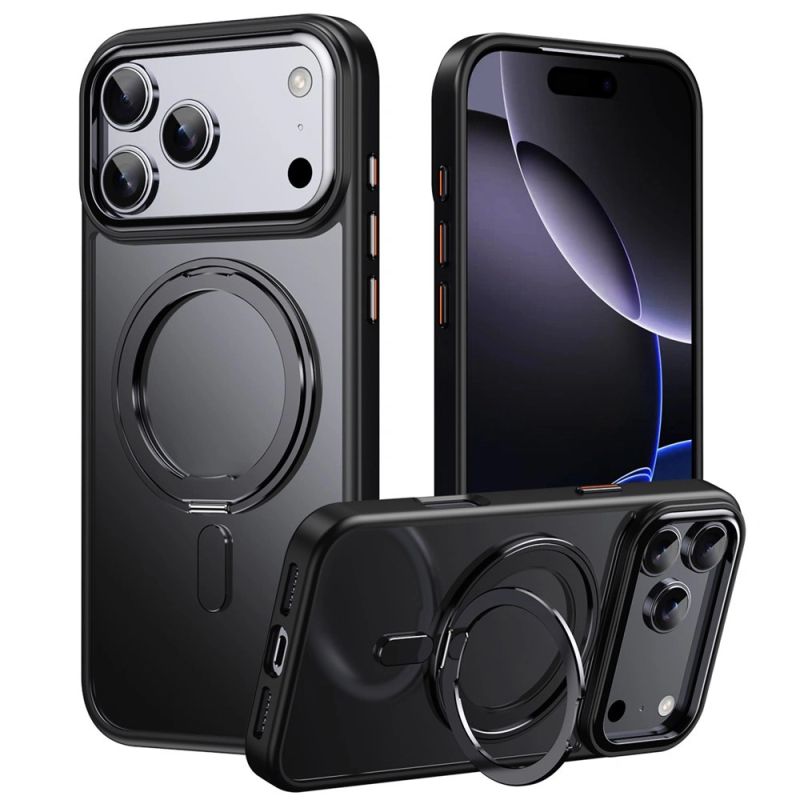 Magnetic Case with Rotating Stand iPhone 18 Pro / 17 Pro TPU Acrylic MagSafe - Black
