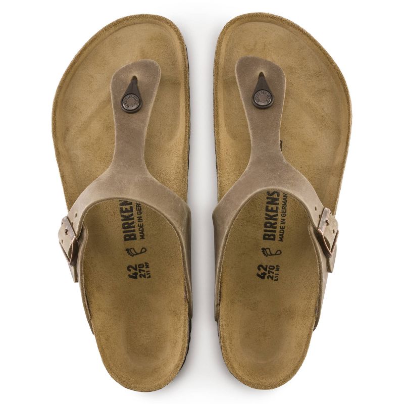 Birkenstock Infradito Gizeh Oiled Leather Tobacco Narrow