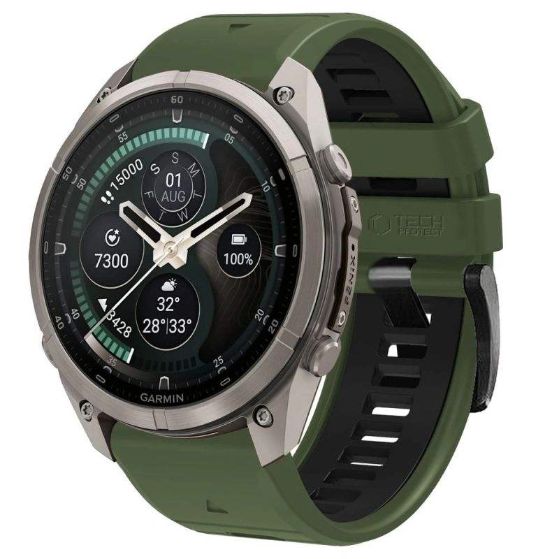 Tech-Protect Iconband Pro Strap for Garmin Fenix 5X / 5X Plus / 6X / 6X Pro / 7X / 8 / 8 Pro / 9 / 9 Pro (51 mm) – Green-Black
