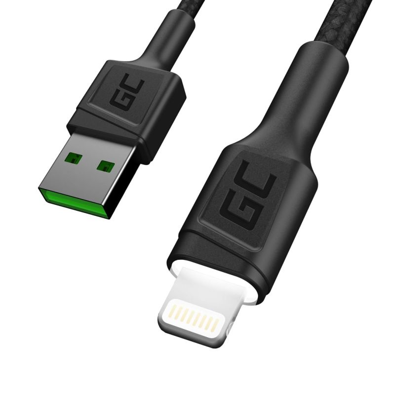 GREEN CELL KABGC05 CABLE GREEN CELL GC RAY USB - LIGHTNING 120CM, WHITE LED, FAST CHARGING