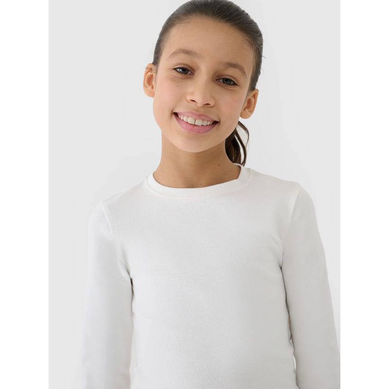 Longsleeve slim crop top plain girls 4F 4FJWSS25TLONF430-11S