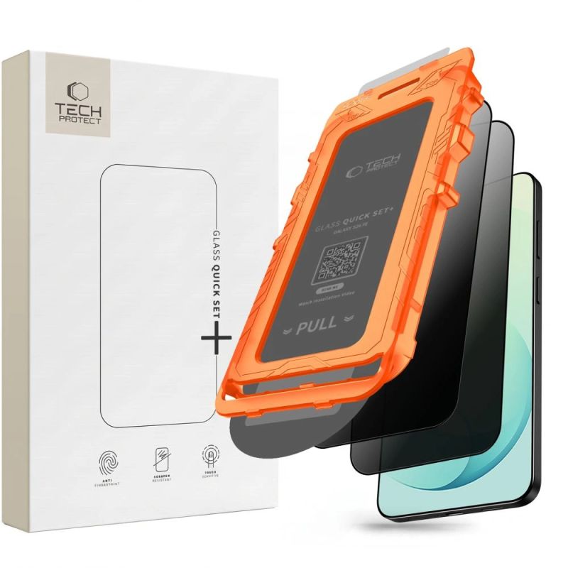 Tech-Protect Quick Set Spy+ 2-Pack Privacy Tempered Glass for Samsung Galaxy S26 FE