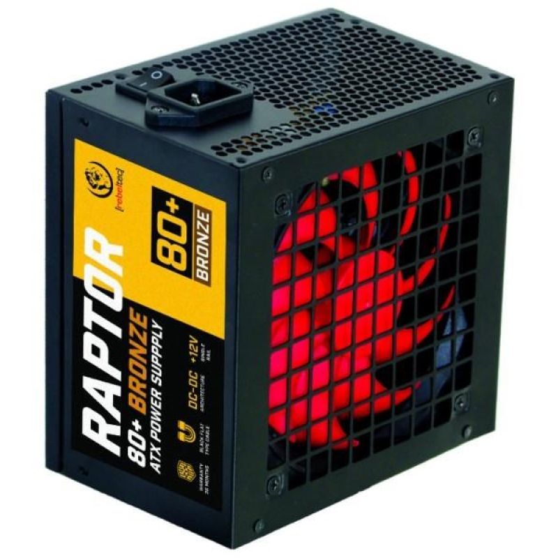 Rebeltec RAPTOR 600W ATX Power Supply, BRONZE 80+, Single Rail, DC-DC