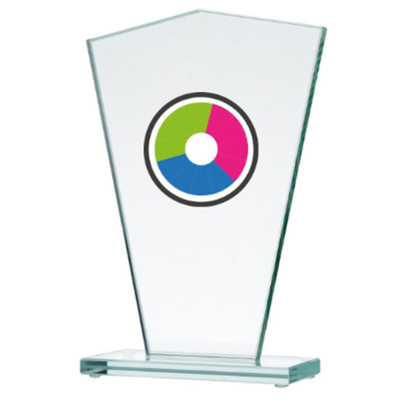 Glass trophy with LuxorJet color print