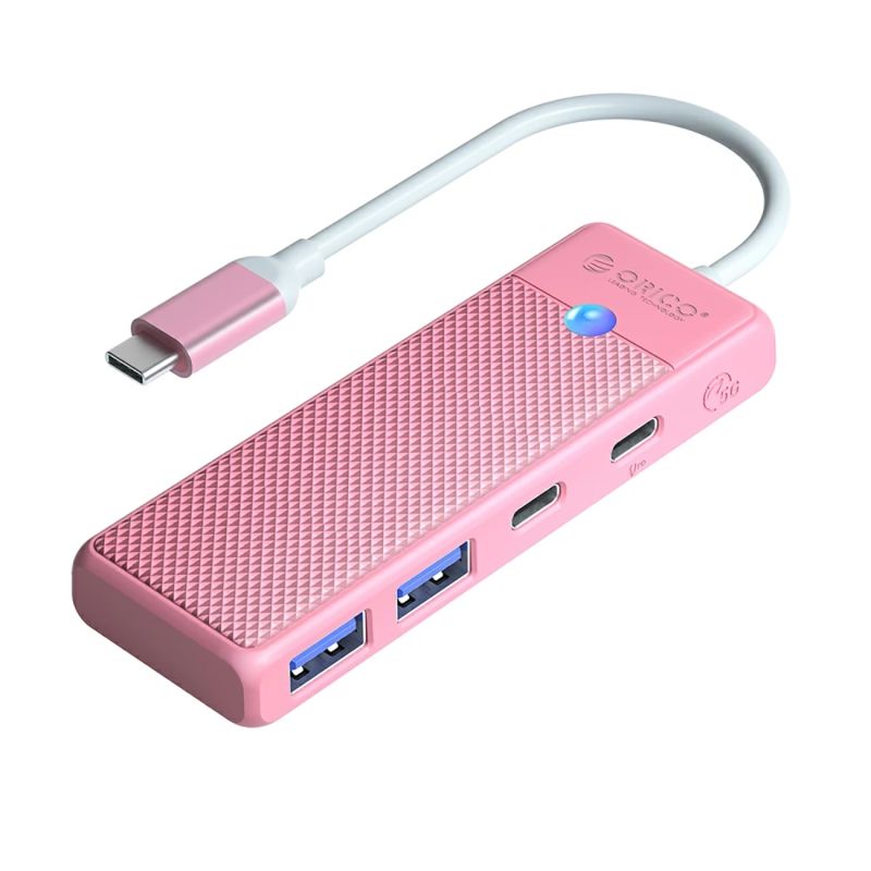 Orico PAPW2AC-C3-C3 USB Hub 4-port 2x USB-A 3.0 1x USB-C 3.0 with USB-C PD 100W charging 0.15m - pink