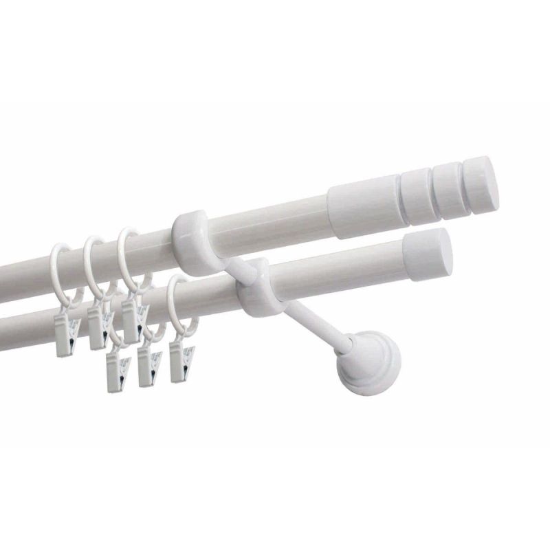 Double Curtain Pole Ø 19 mm White 400 cm TECHNO with Rings KOWALSKI