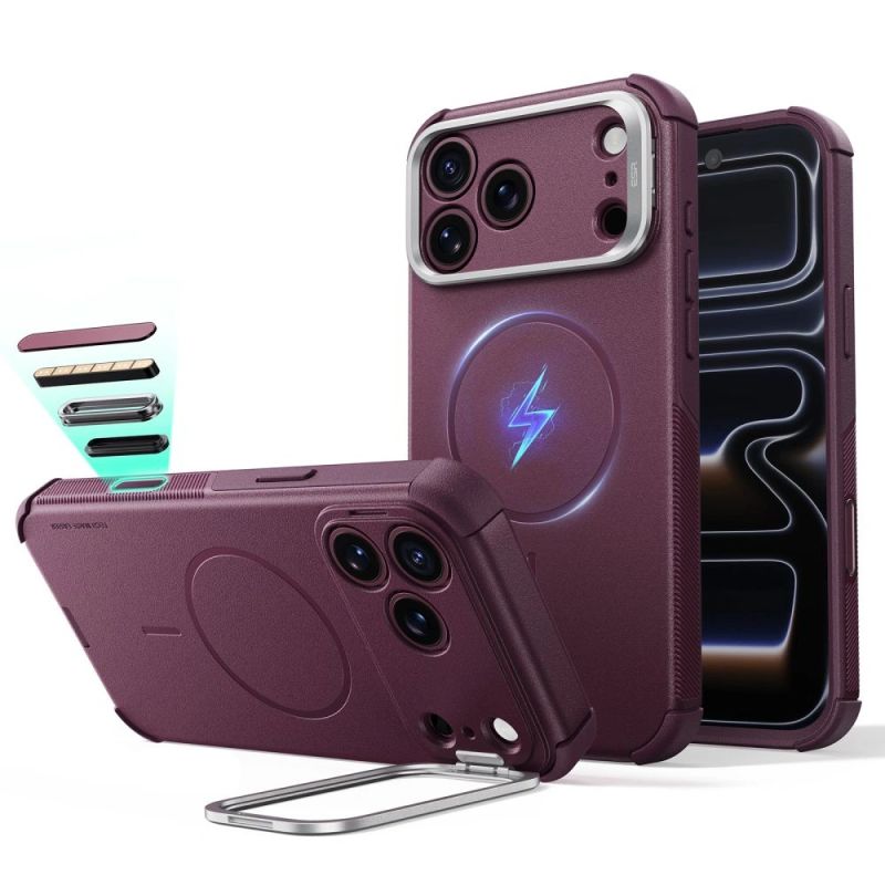 ESR Cyber Tough Kickstand MagSafe case for iPhone 18 Pro Max / 17 Pro Max - dark cherry